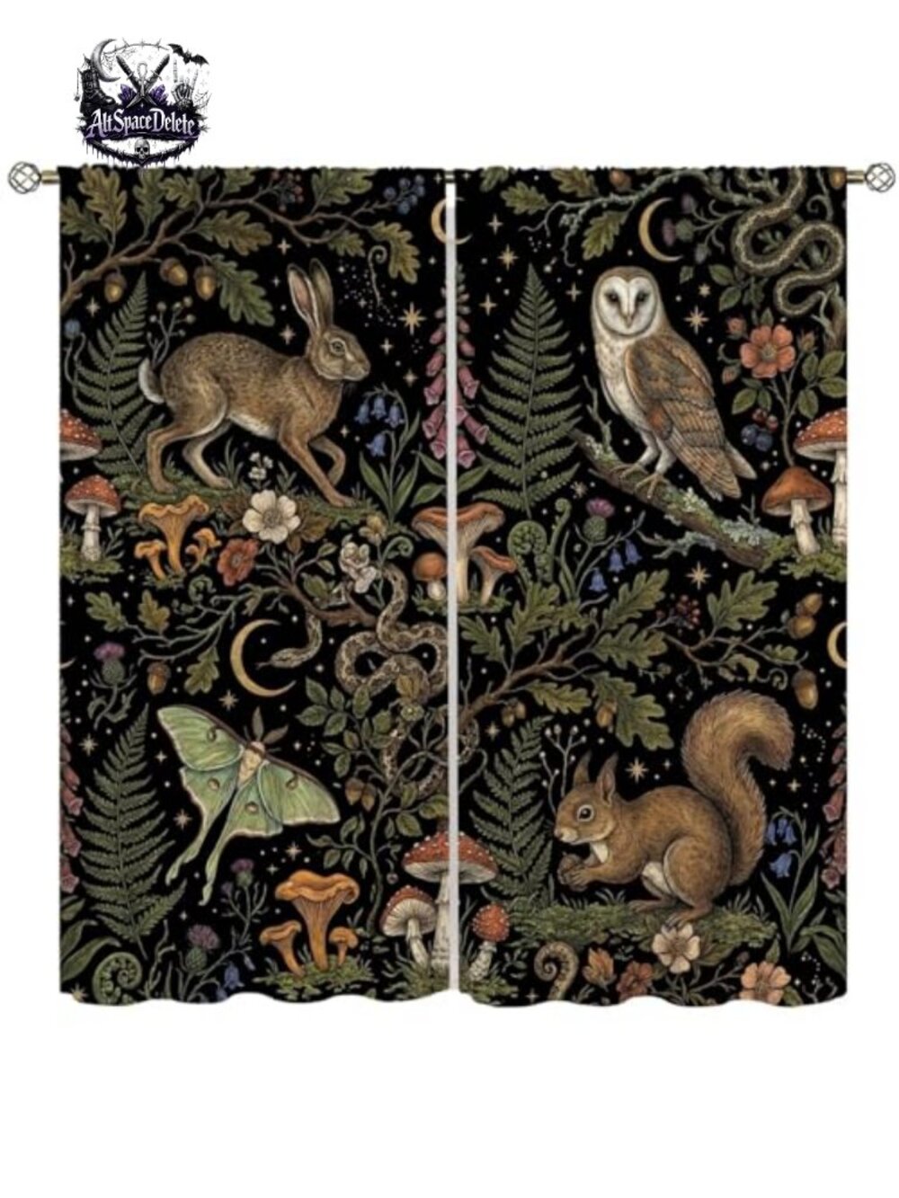 Rustic Forest Animal Curtains Set 2 Panels Polyester Window Drapes